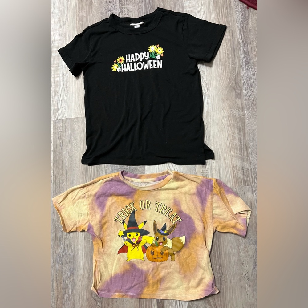 LuLaRoe Black and Tie-Dye Halloween Kids Tees